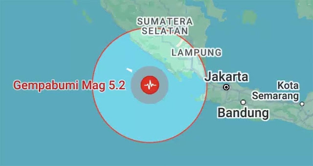 Siang Ini Lampung Diguncang Gempa Magnitudo 5,2