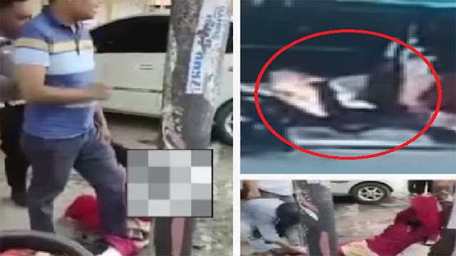 Respons Spontan Bripka J Tendang Kepala Wanita ODGJ yang Nekat Bakar Motornya