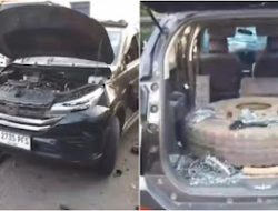 Viral! Kepergok Curi Ban Serep di Tol Tangerang Merak, Mobil Avanza Dirusak Sopir Truk