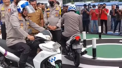 Viral Jenderal Polisi Kesusahan Saat Coba Ujian Praktik SIM C, Netizen: Bikin Sendiri Susah Sendiri