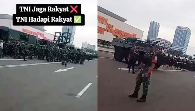 Parade Militer dan Aparat Blokade Gedung DPR Hadang Demo #TolakRUUTNI, Netizen: Ngeri, Seperti Mau Perang