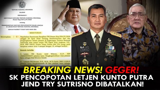 DPR Soroti Anak Try Sutrisno Letjen Kunto Batal Dimutasi: TNI Mudah Goyah Urusan Politik!