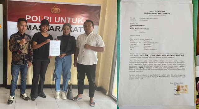 Surat Pengajuan Pencabutan Laporan Sudah Di Ajukan Sejak Tanggal 27 Mei Oleh Rara Marhaen.Badai Ntb Belum Dibenaskan Jiga Oleh Kapolres Kota Bima