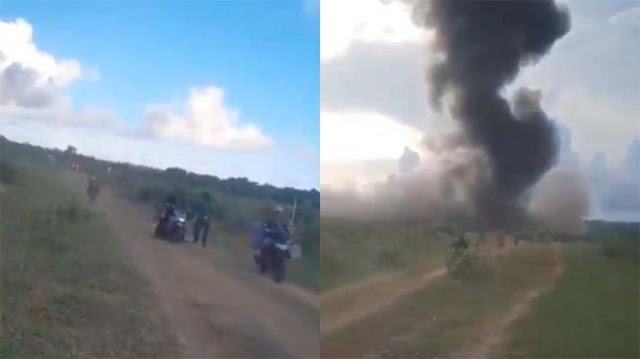 12 Motor Balapan Sesaat setelah Pemusnahan Amunisi Tak Layak di Garut, Asap Ledakan Belum Hilang