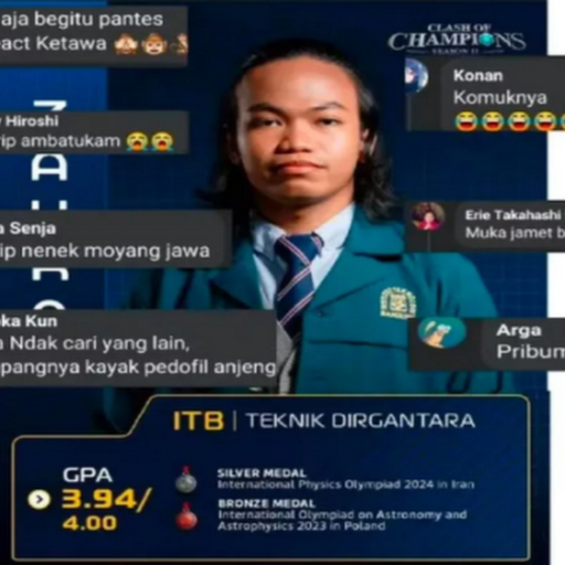 Viral Mahasiswa ITB dengan IPK 3,94 yang Ikut Clash of Champions Dihujat Fisiknya oleh Netizen