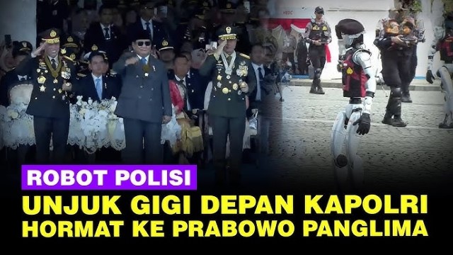 Alamak! Beraksi di Depan Prabowo dan Kapolri, Robot Polisi Mogok dan Sempat Oleng Keluar Barisan