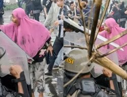 VIRAL Emak-Emak Jilbab Pink Tantang Aparat di Demo DPR, Pulang Cuma Senyum Ditanya Anaknya, Ini Videonya!