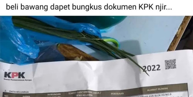 Tak Benar Kertas LHKPN Pembungkus Bawang Cetakan KPK