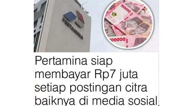 Beredar Postingan Pertamina Bakal Bayar Postingan Positif Rp 7 Juta, Komentar Netizen Bikin Ngakak