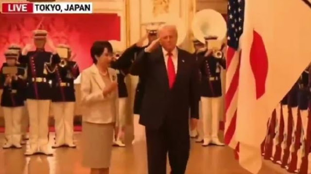 Detik-detik PM Jepang Panik Saat Mendampingi Donald Trump di Istana